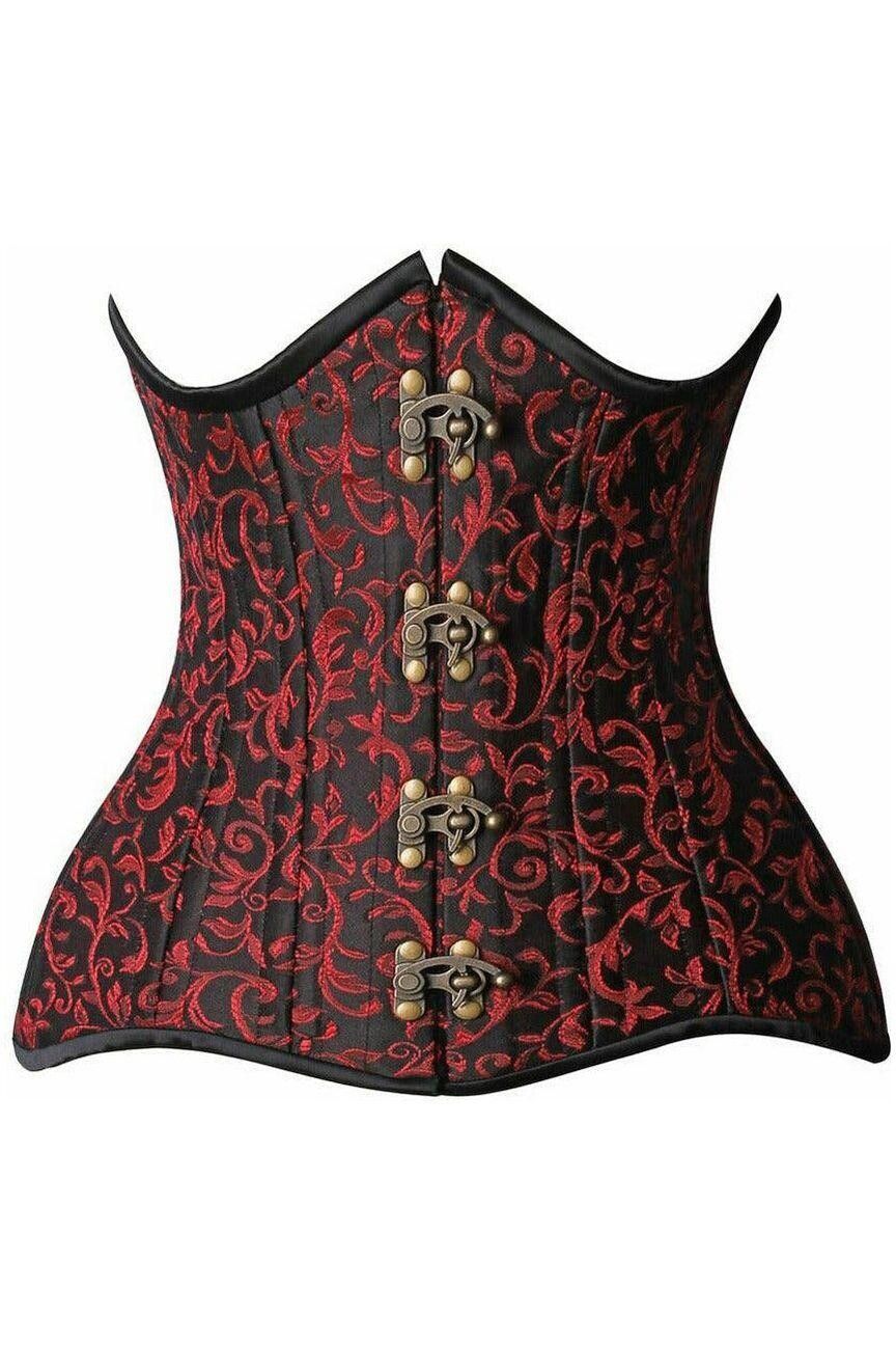 NWT New CURVY Under Bust Corset Brocade Double Steel Boned Jacquard 4XL Sexy Push up Lingerie Medieval Renaissance Fairy Fairycore Peasant Cottage Cottagecore Witchy Broomstick Ethereal Whimsical Earthy Boho Bohemian Hippie Mystical Lace up Garter loops