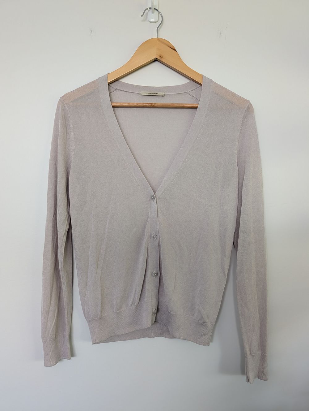 Australian Merino wool silk modal blend cardigan button up grey gray cardi classic quiet luxury minimalist sophisticated timeless capsule wardrobe staple modern wealth old money v neck