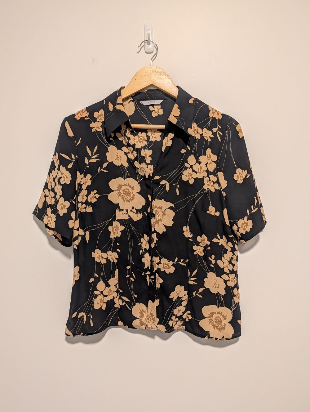 Y2K Floral Top Short Sleeve Button Up Flower Power Bohemian Grunge Artsy Boho Hippie Earthy