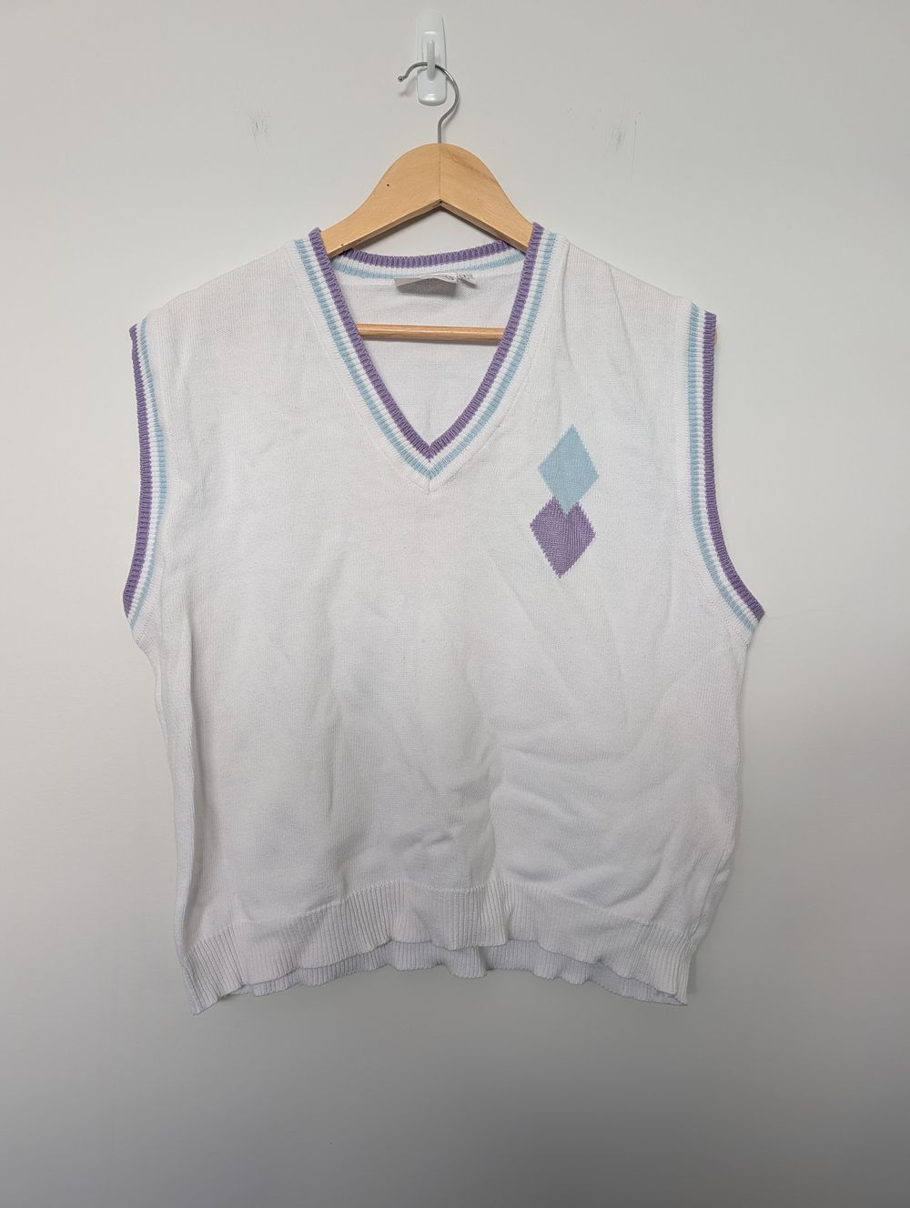 Vintage argyle knit vest varsity knit preppy academia classic old money normcore country club school tennis golf cricket granny grandma grandpa Size L