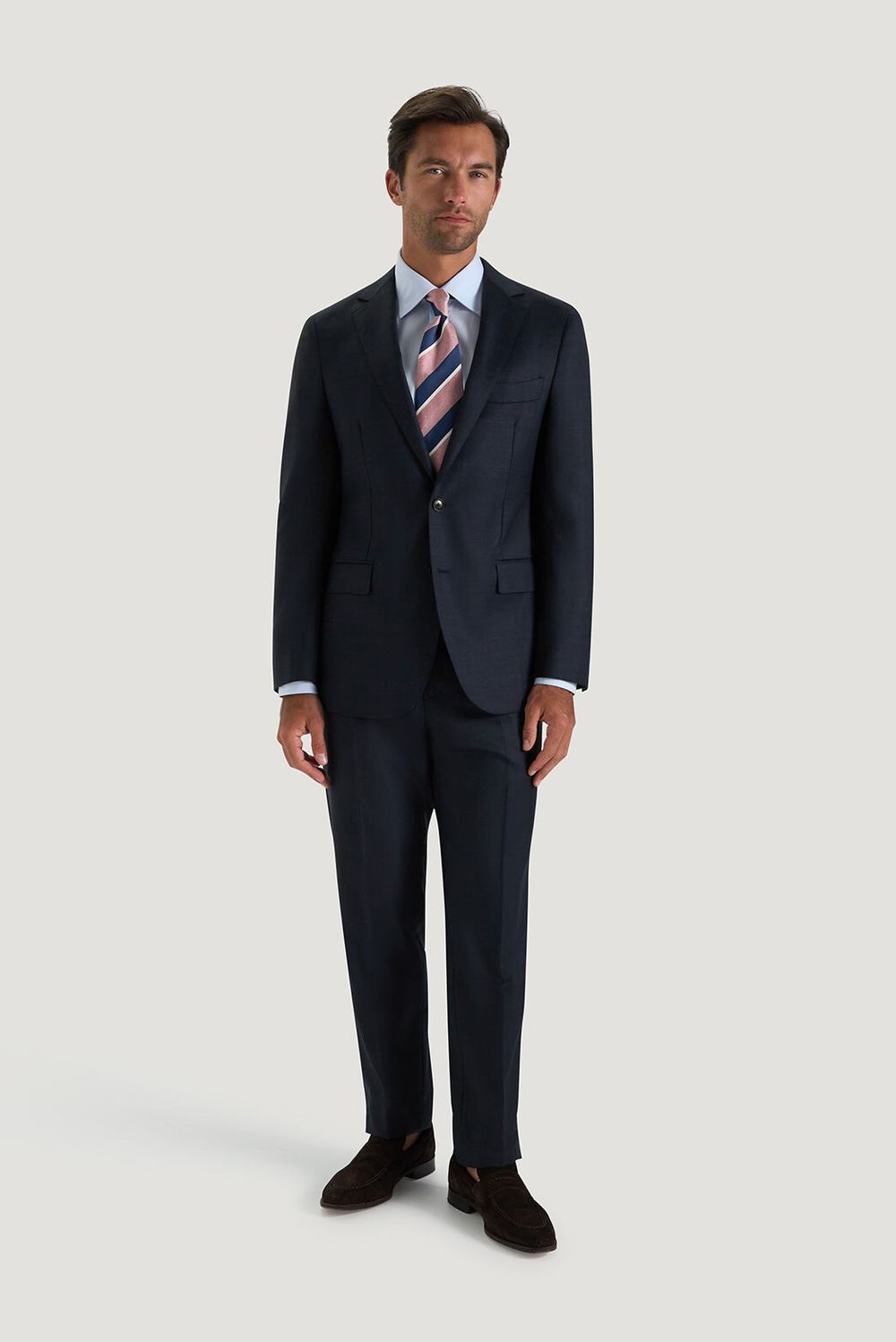 M.J. Bale navy blue blazer Size 42 suit jacket workwear office business class stealth wealth dark academia old money classic capsule wardrobe staple minimalist dressy birthday graduation wedding party
