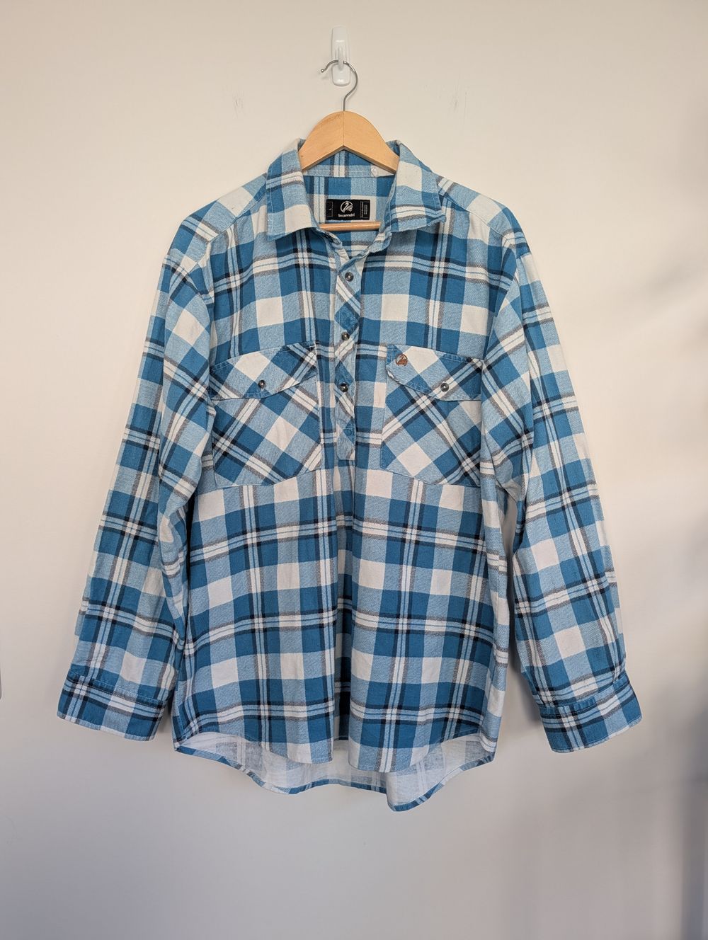 Swanndri Egmont Half Button Cotton Shirt Plaid Flannel Tartan Lumberjack Normcore Long Sleeve Cabin Gorpcore Granola Outdoors Hiking Tramping Hunting Fishing Warm