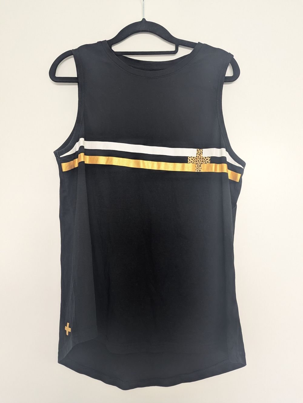 Black singlet tank top leopard print cross relaxed casual lagenlook athletic athleisure oversized chill gym walking yoga