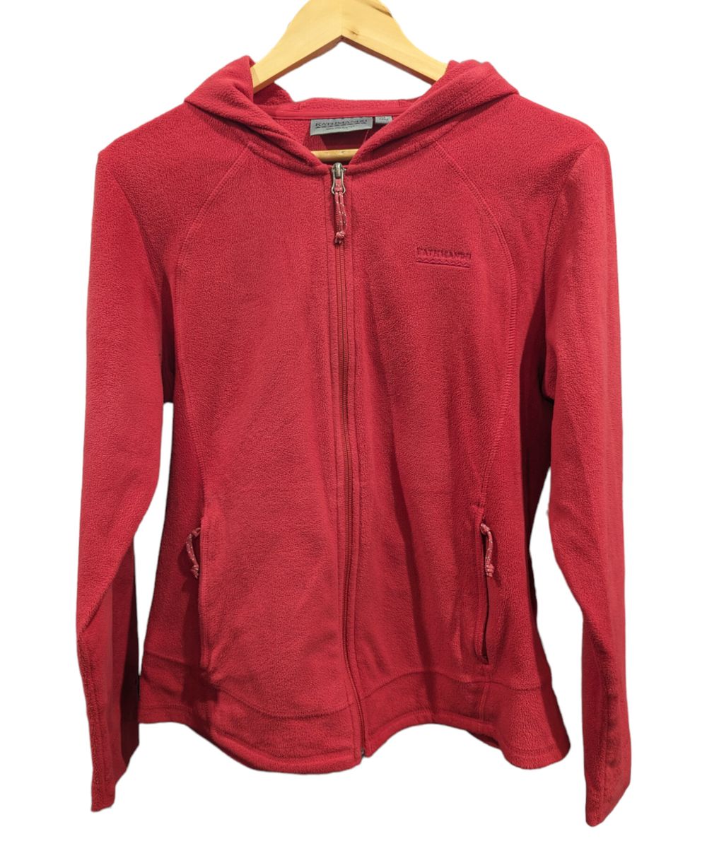 Kathmandu Fleece Jacket Pink Hood Zip Up Altica 100 Size XL 14 Lightweight Gorpcore Hiking Tramping Trail Layer Camping Fishing Walking Casual Hoodie Outdoors Comfort Loungewear Gym Workout