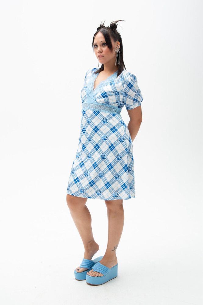 Emma on Holiday Hibiscus Plaid Dress