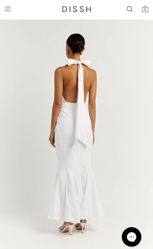 DISSH - AISLE WHITE LINEN HIGH NECK DRESS on Designer Wardrobe