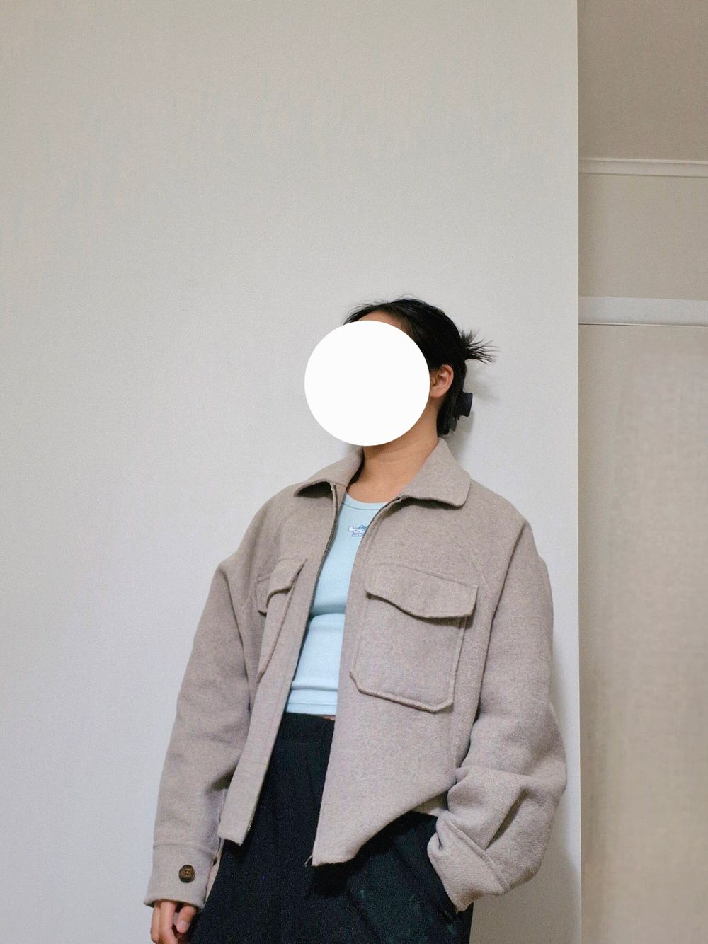 Cropped Zip Wool Mix Jacket
