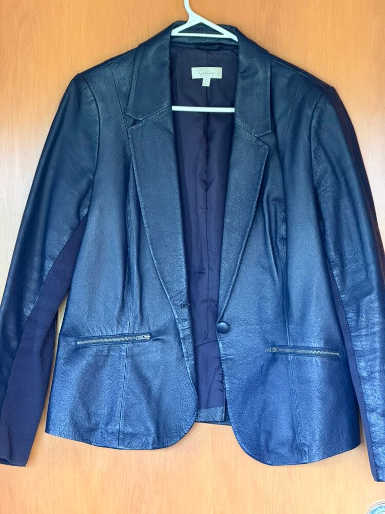 Navy Leather Jacket