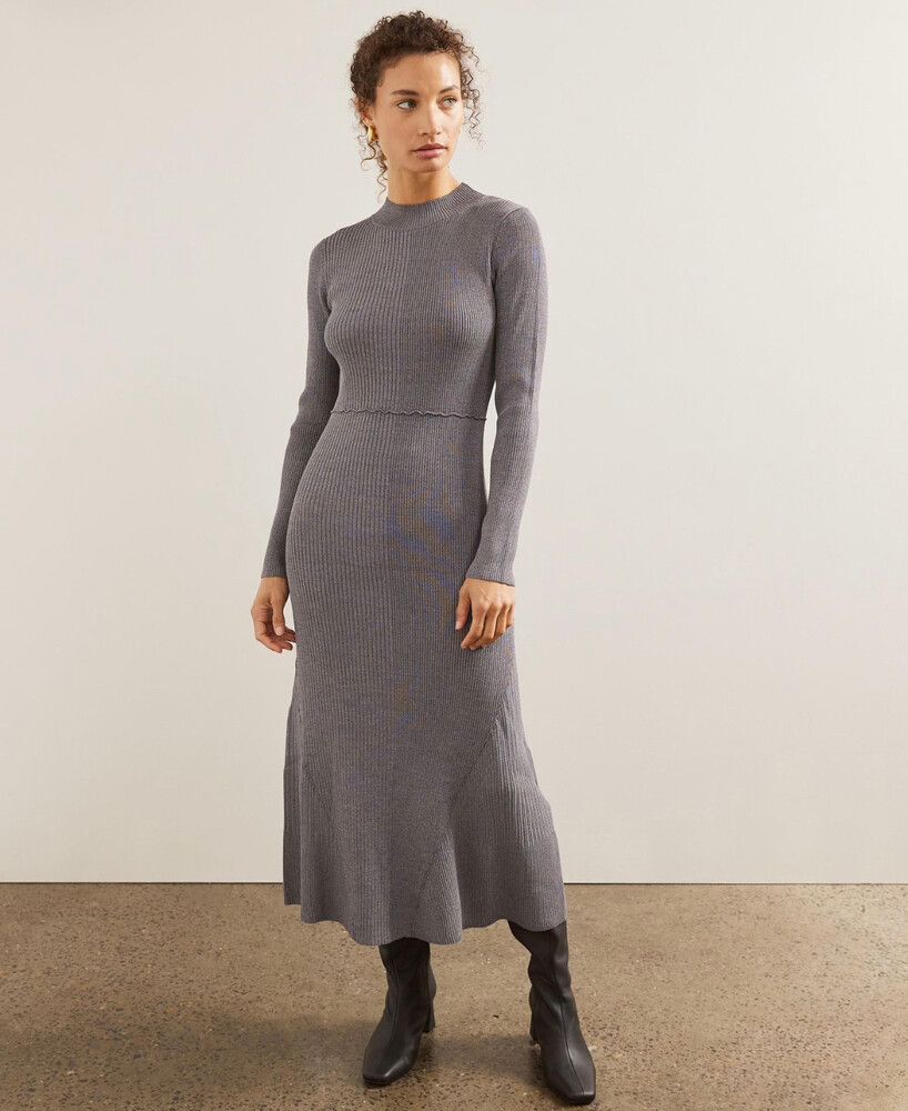 off the shoulder cable knit sweater dress Off-the-Shoulder Mini Sweater Dress STONE BLUE / L