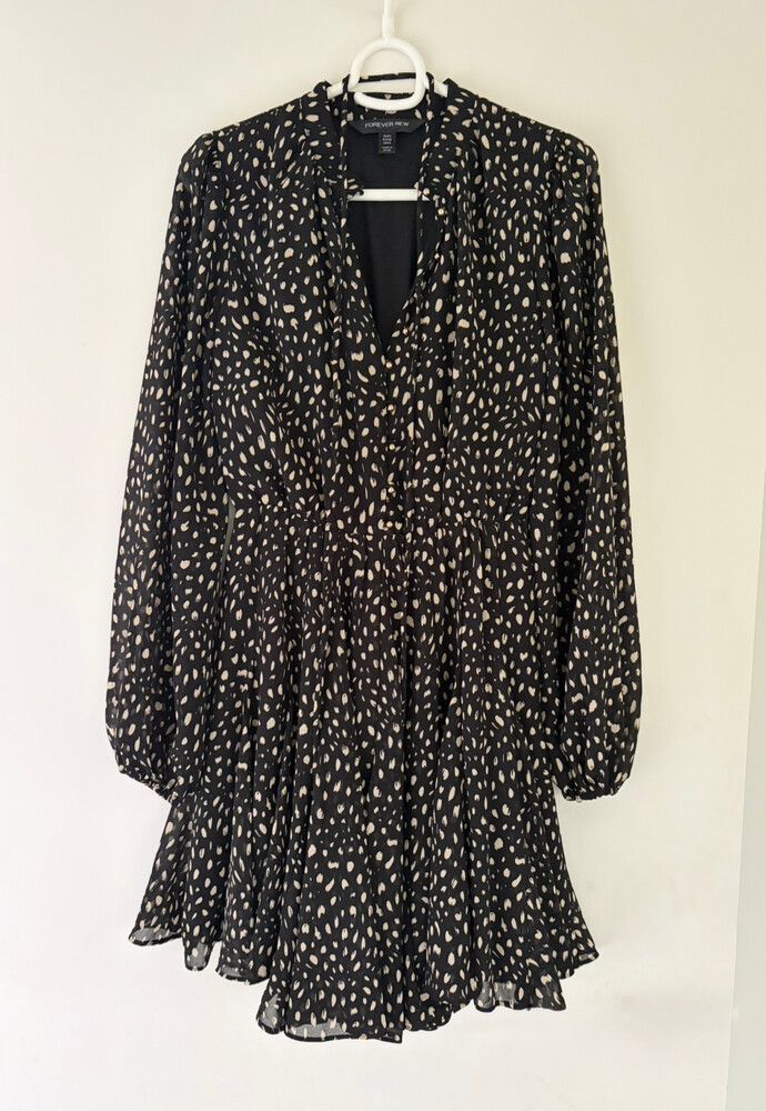 Forever New Black Print Dress