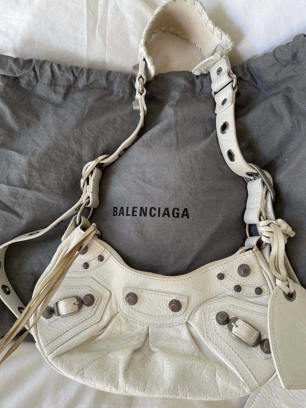 Balenciaga Le Cagole XS studded crinkled-leather shoulder bag