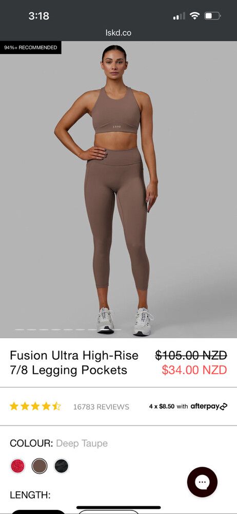 BNWT Fusion 7/8 leggings | size small