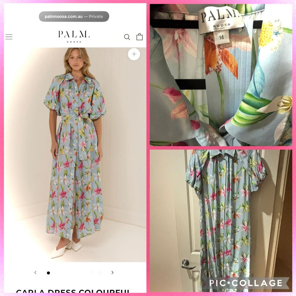 PALM. NOOSA Blue Floral Midi Dress