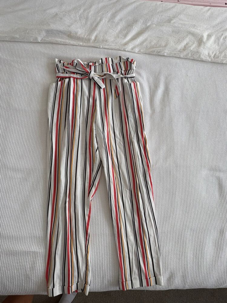 Zara White Striped Pants