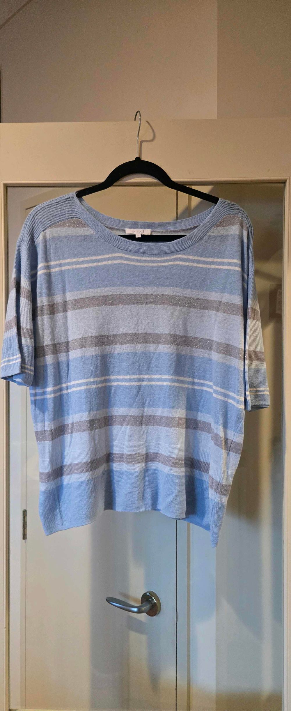 Ella J Blue Striped Knit Top
