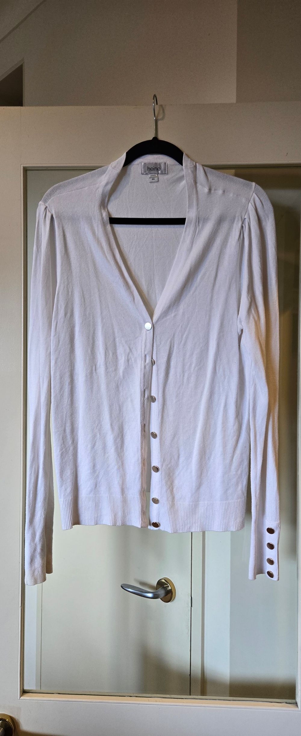 Heine White V-Neck Cardigan Sz 46 (14-16)