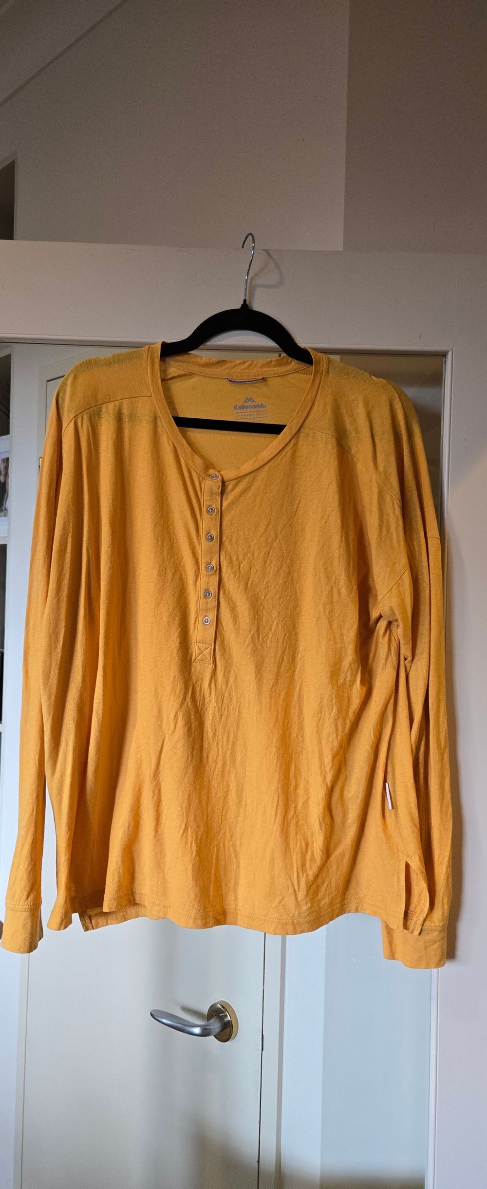 Kathmandu Yellow Long Sleeve Henley Top Sz L