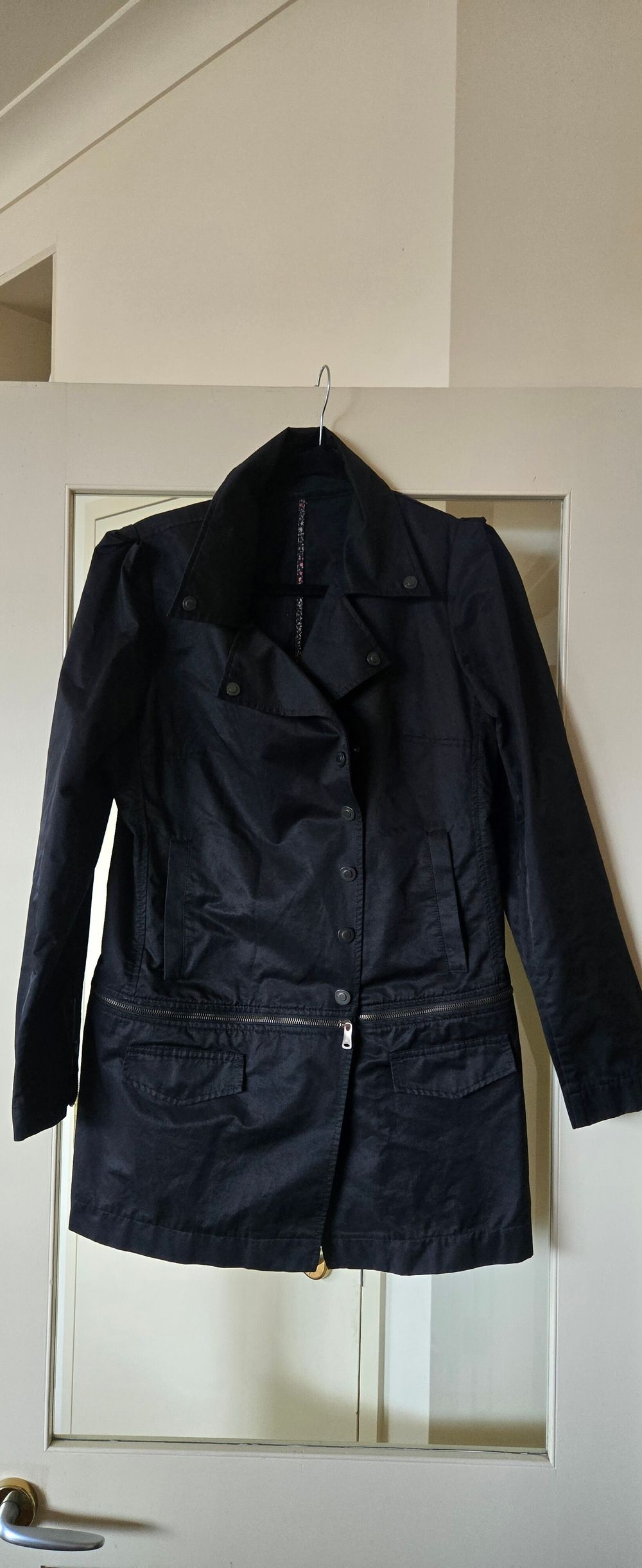 Cop.Copine "Verseau" 2-in-1 Convertible Mid-Length Jacket - Black, Size FR 40 (NZ12)