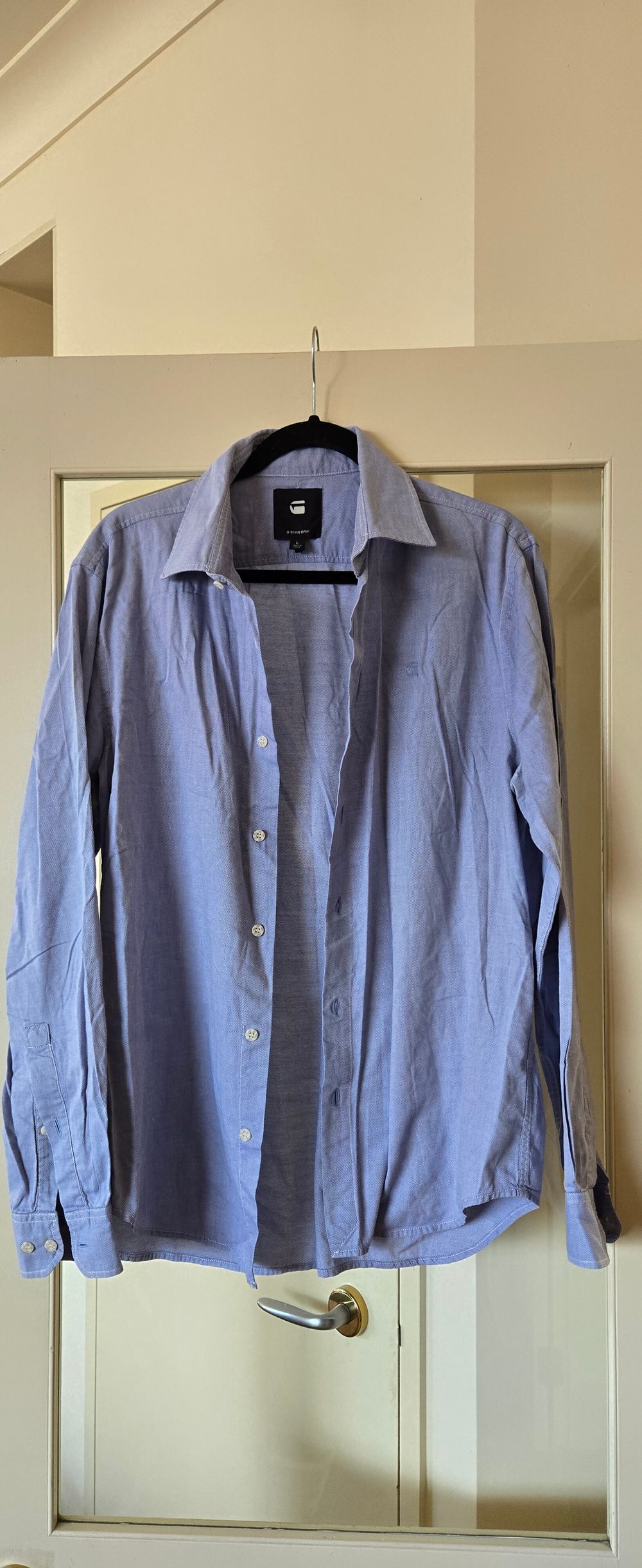 G-Star Raw Men's Core Shirt L/S Light Blue Textured Button Down Size L