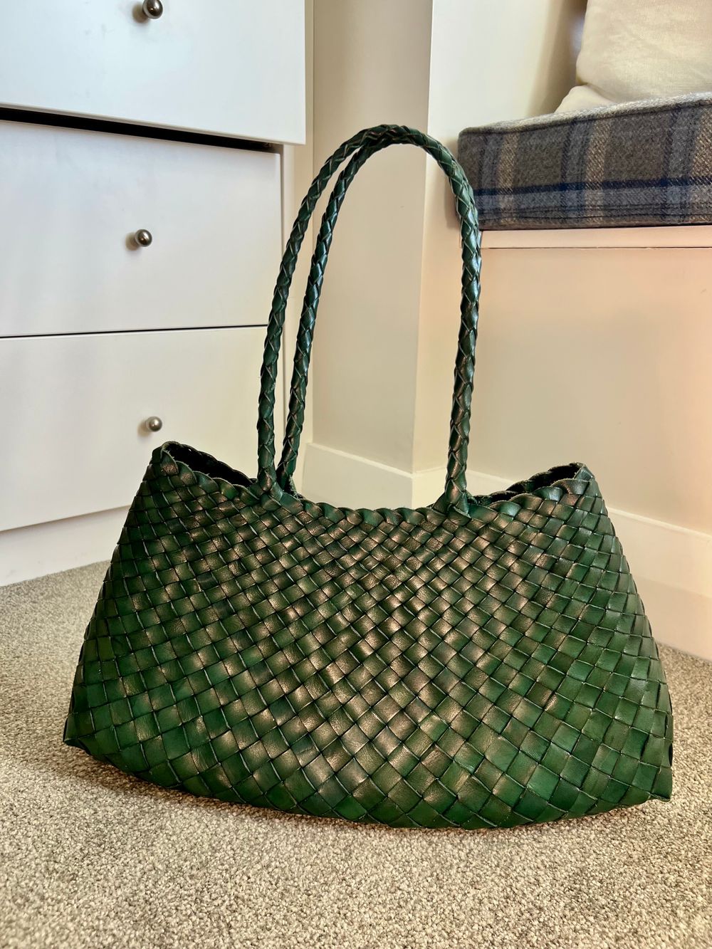 Dragon Diffusion Santa Croce Green Woven Tote Bag