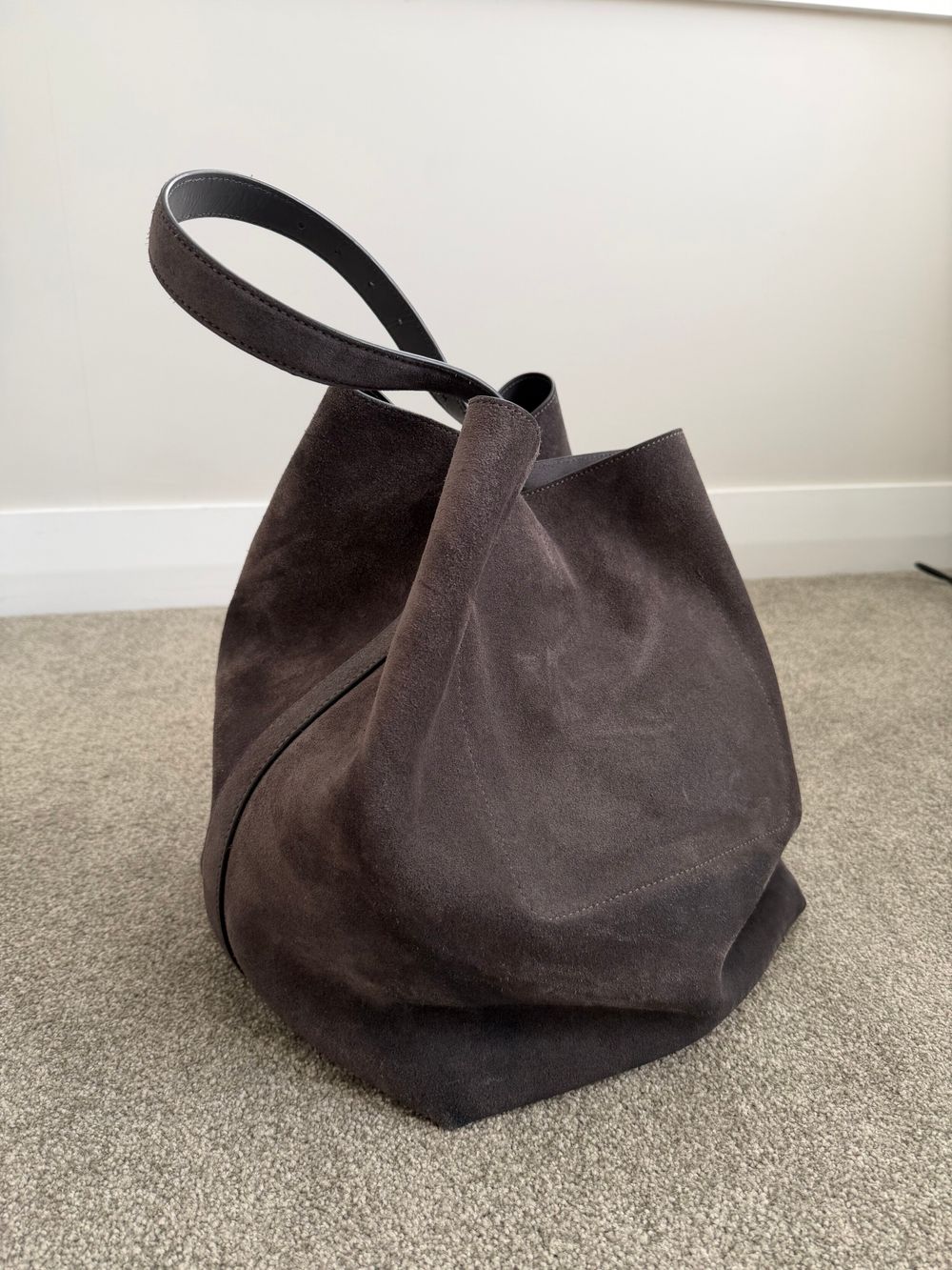 Toteme Suede Tote Bag in Granite/Grey
