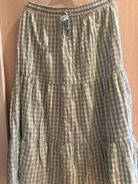 Ally Green Gingham Tiered Skirt