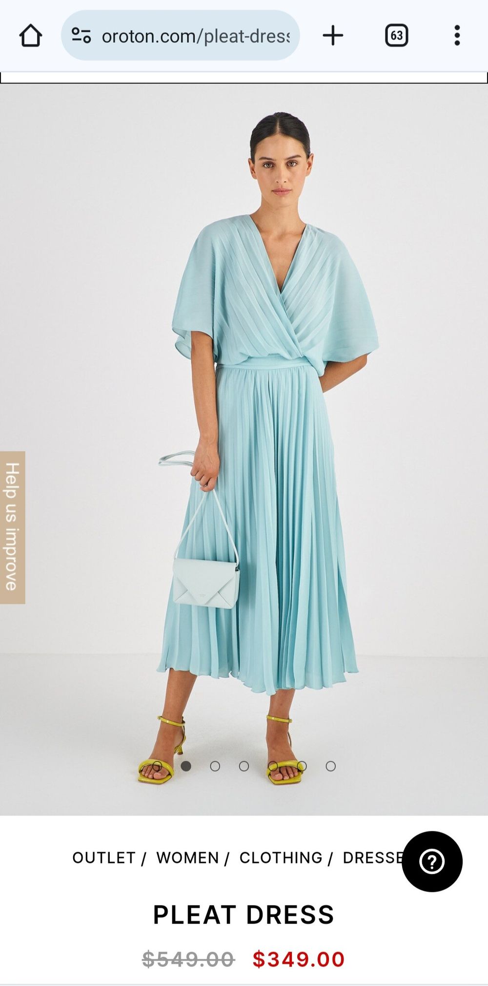 Oroton - Oroton Amalfi Pleat Dress Amalfi Size 8 on Designer Wardrobe