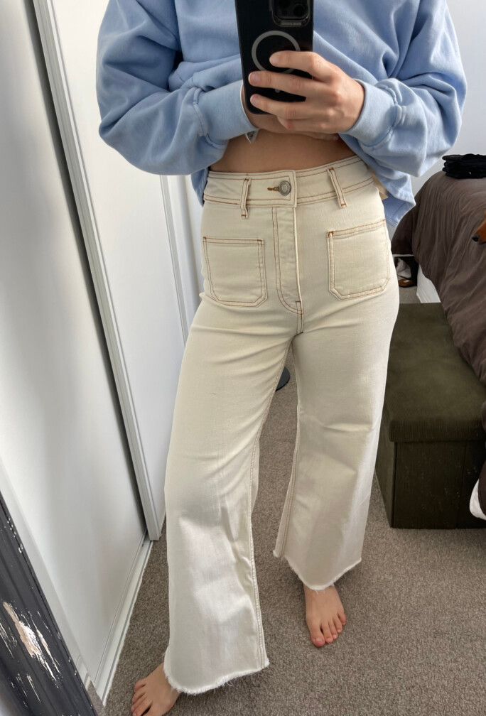 Giulia Jean Regular Jean Beige Clair Zara Patch Pocket Marine - Main Image