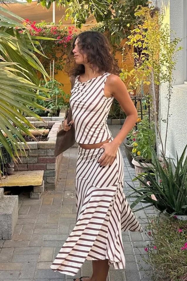 With Jean Maeve Midi Set (Stripe)