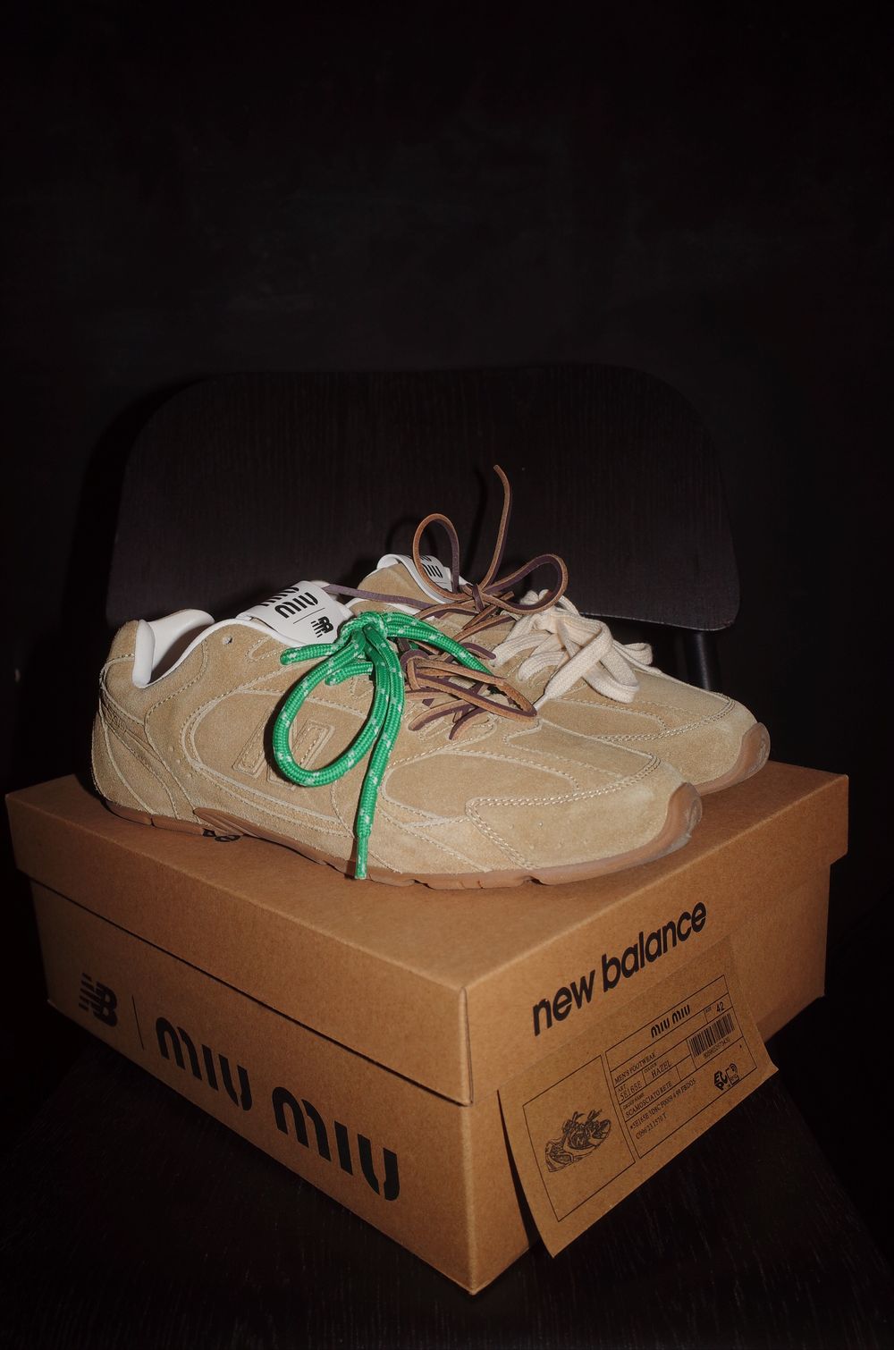 New Balance x Miu Miu 530 SL Suede Sneakers Ecru