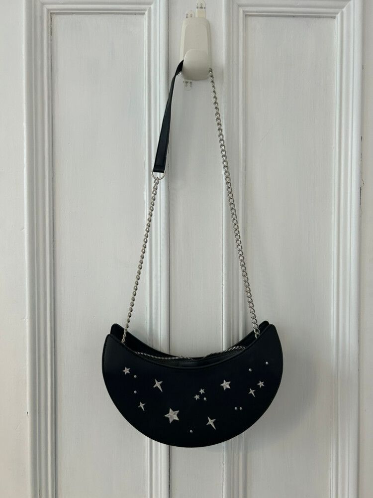 Black Friday Moon Star Detail Shoulder Bag Purse