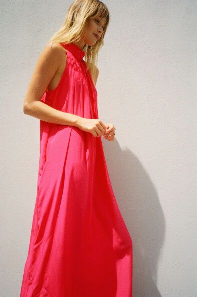 100% Silk "Carol Dress" Size 6-8 - Fuschia