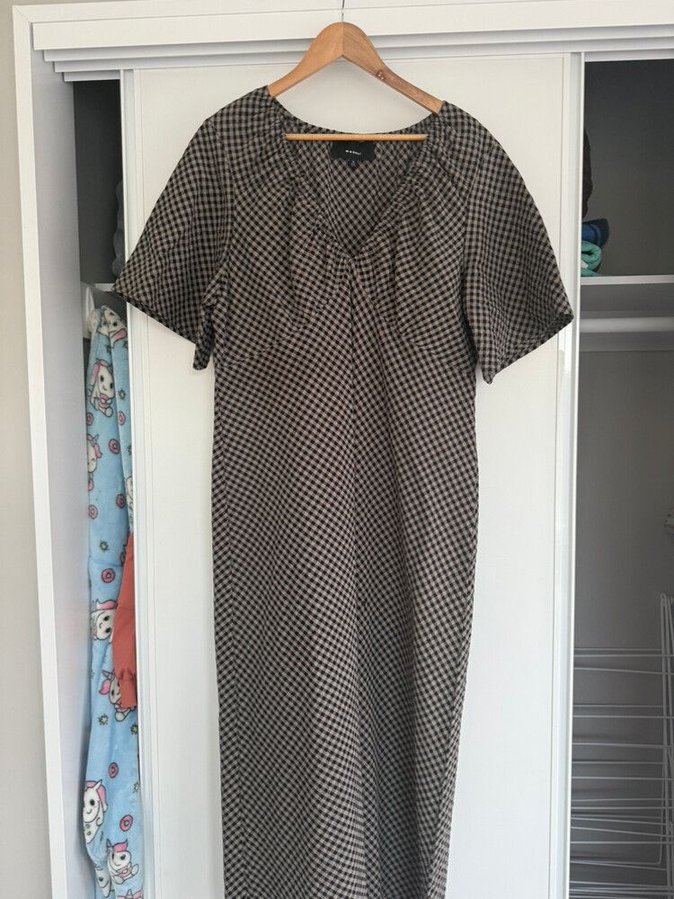Moochi Brown Gingham Midi Dress