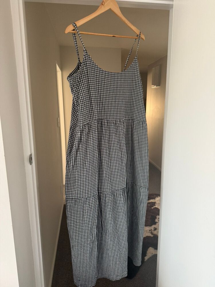 Huffer Black White Gingham Dress Size 16
