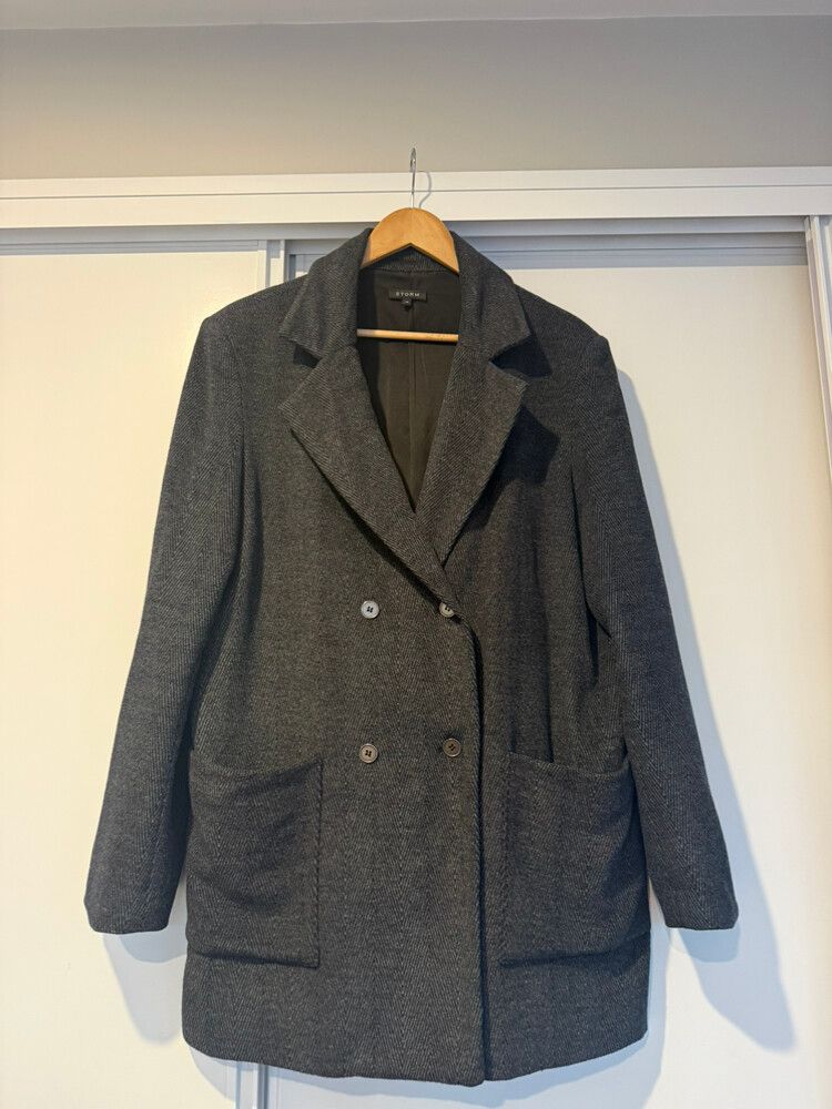 Storm Grey Herringbone Coat