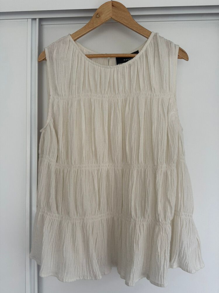 Moochi Cream Tiered Sleeveless Top