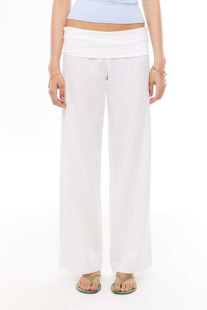 Linen Low Rise Fold Down Pant
