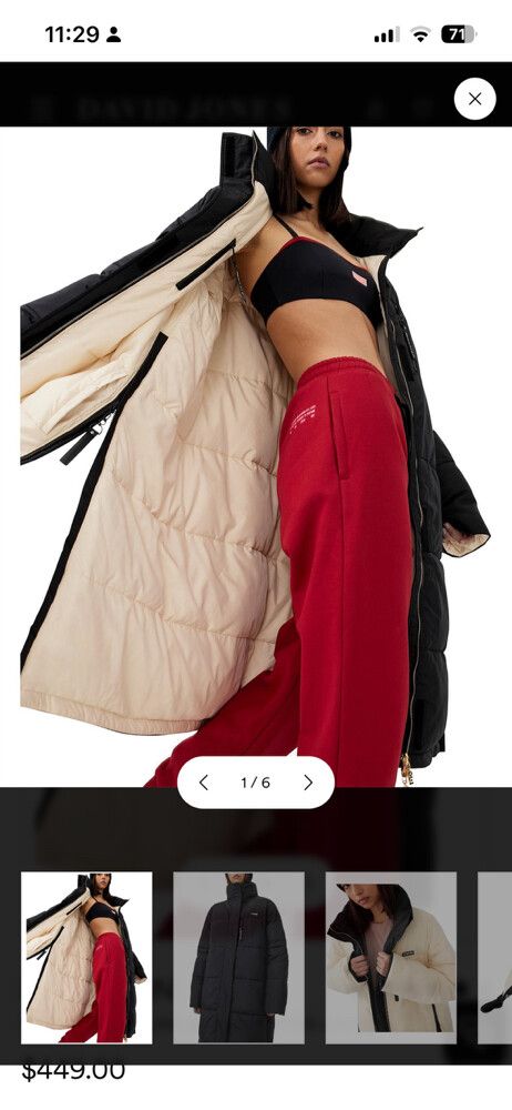 PE Nation - INFIELD LONGLINE BLACK PUFFER JACKET
