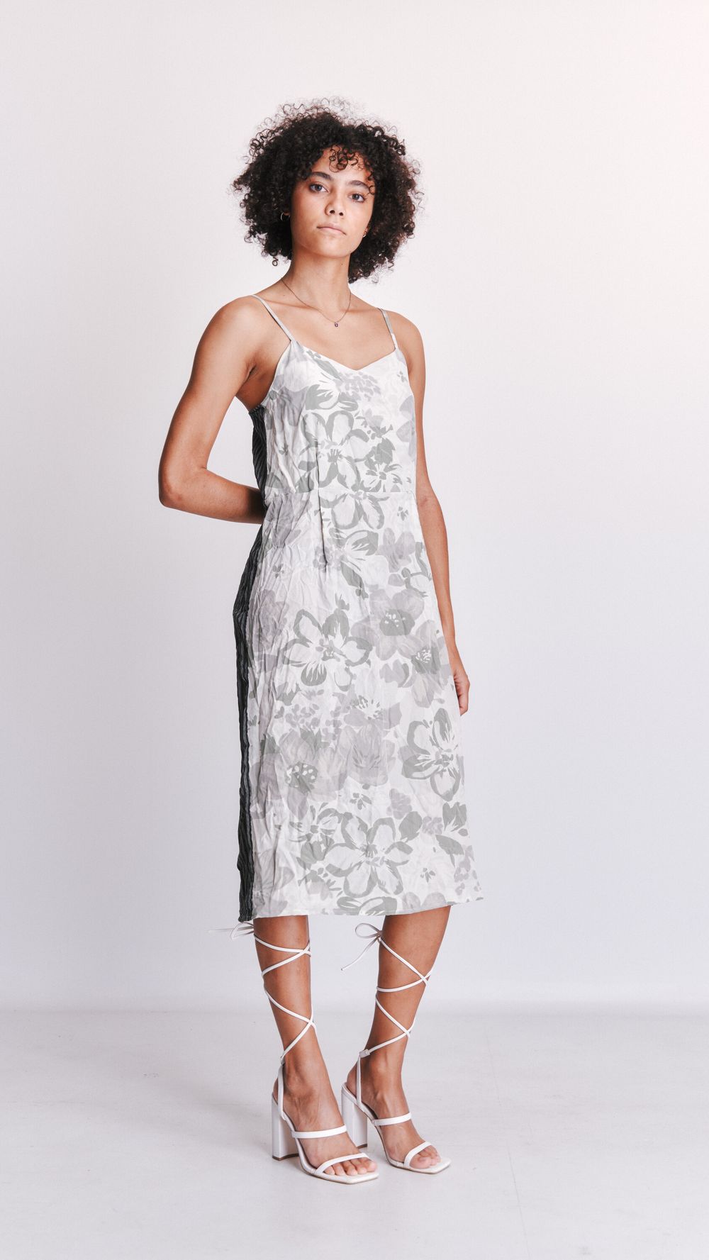 Silk blend contrast dress