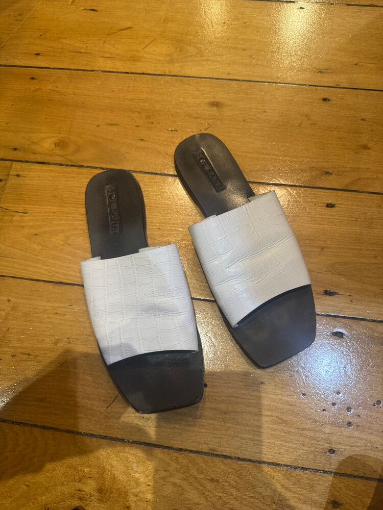 Sol Sana White Leather Slides