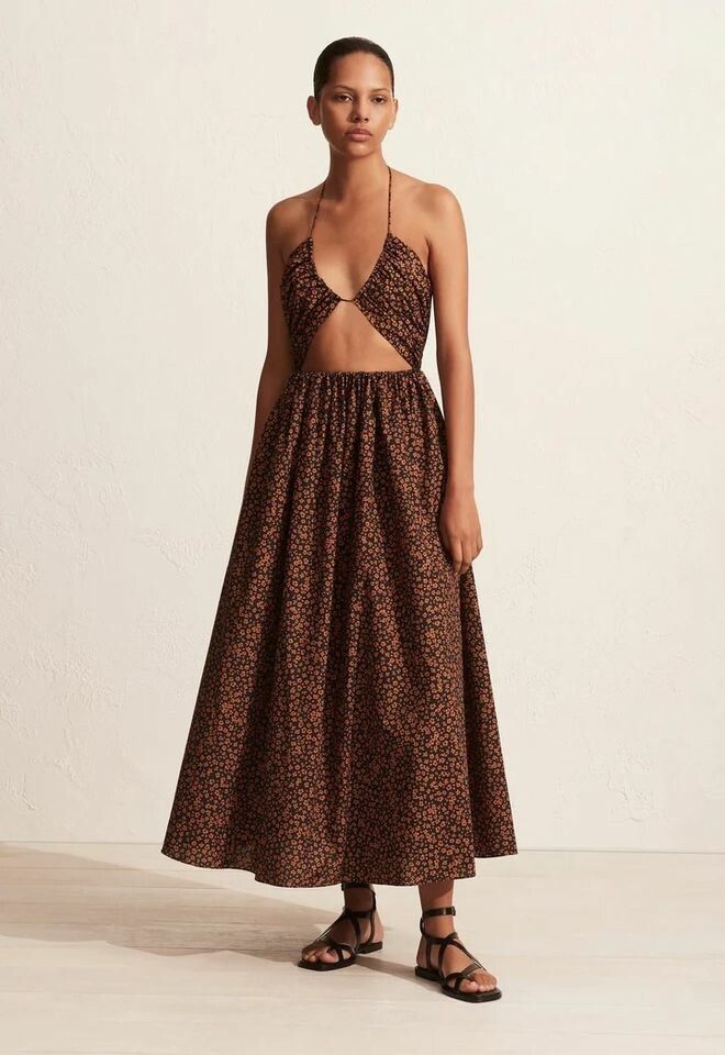 strapless open back dress Crossback Linen Dress - Myrtle