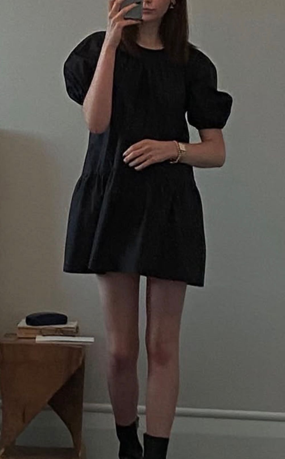 IDAE Black Puff Sleeve Mini Dress
