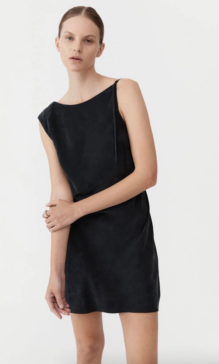 Sophia Drape Mini Dress - Washed Black