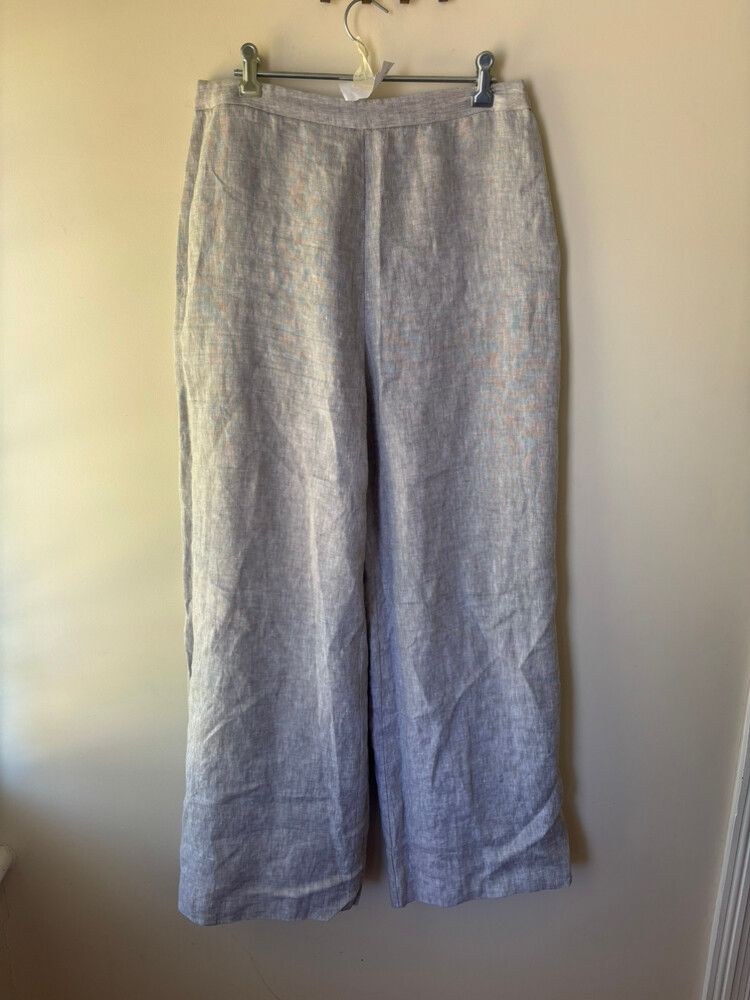 Seed 100% Linen Light Grey Wide Leg Pants