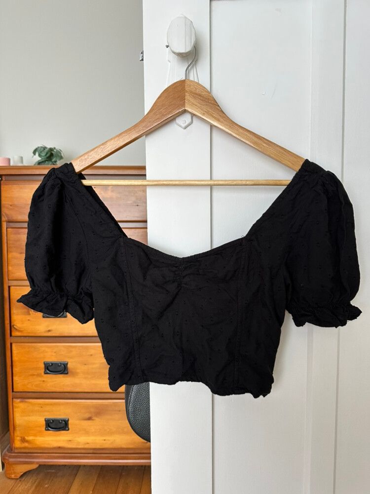 Glassons Embroidered Puff Sleeve Crop