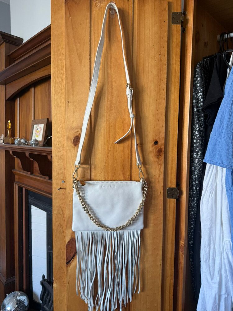 Common People White Fringe Handbag