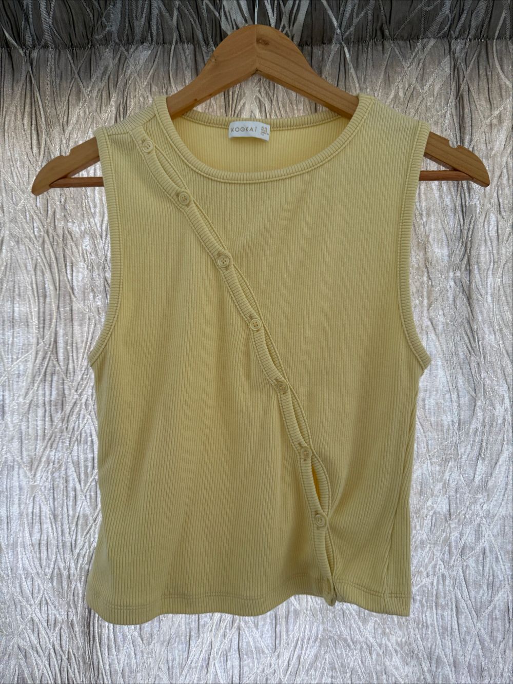 Kookai Yellow Ribbed Sleeveless Top