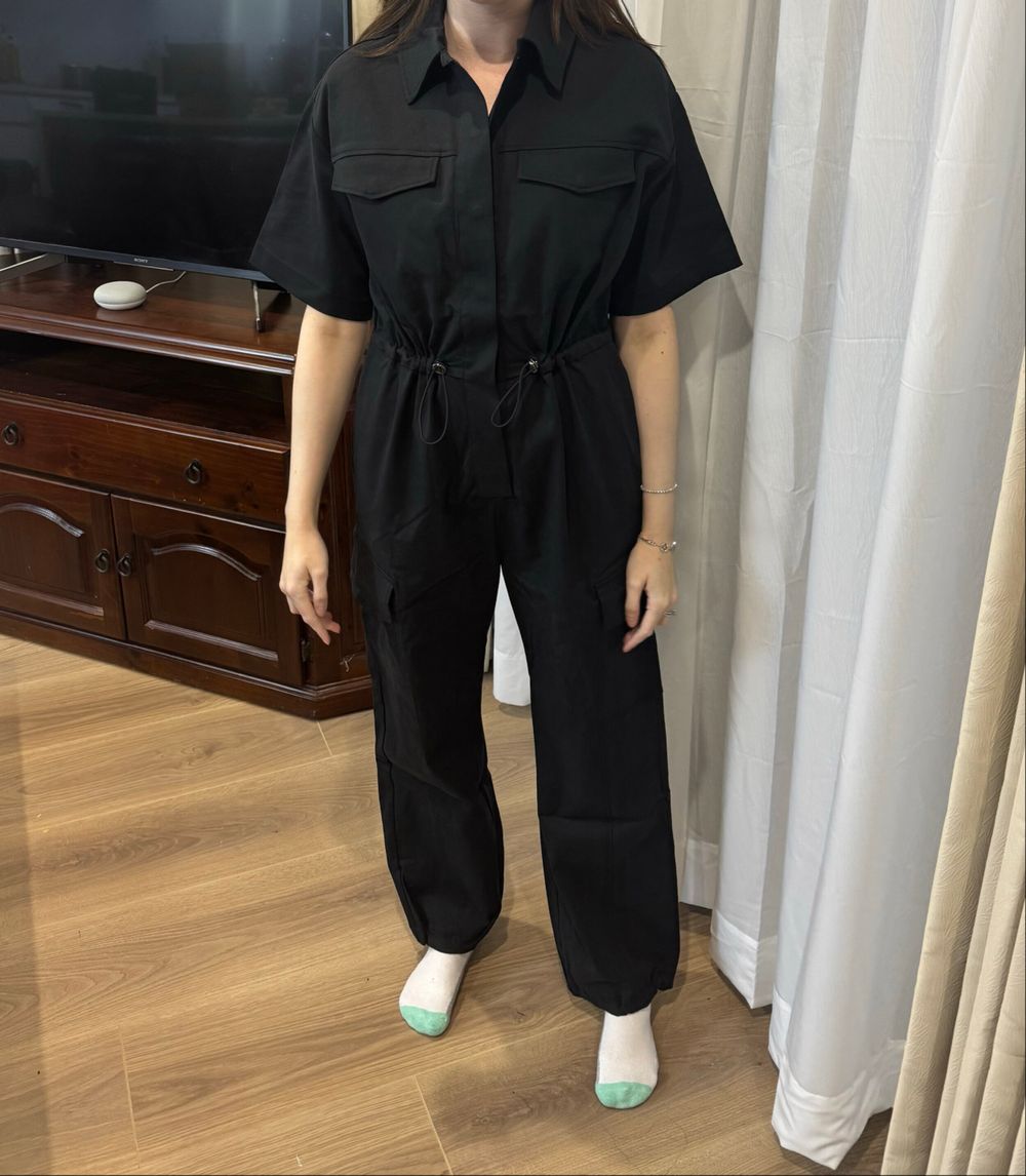 D-Luxe Basics Black Cargo Jumpsuit