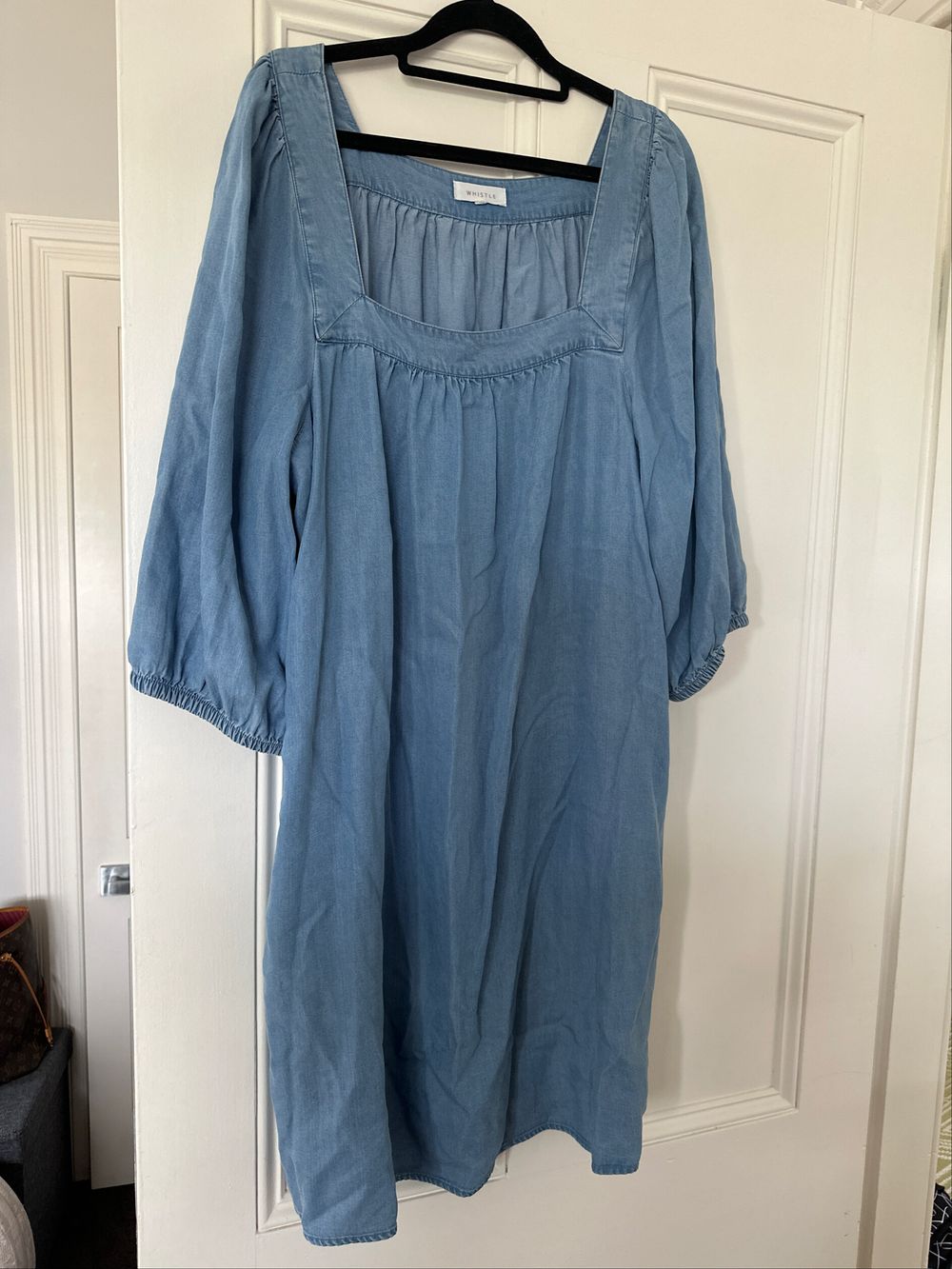 Whistles Denim Square Neck Dress