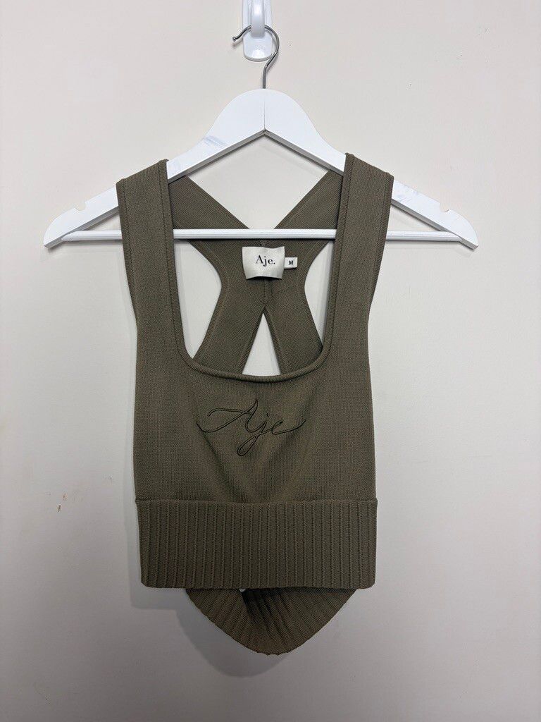 Aje Knit Tank Top in Khaki Green